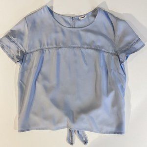 Baby Blue Garage Tie Back Shirt